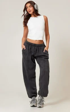Charcoal Pintuck Detail Oversized Sweatpant