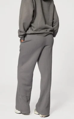 Charcoal Pintuck Drawstring Straight Leg Leg Sweatpants