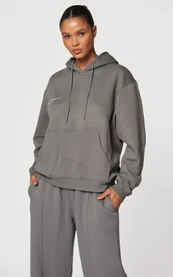 Charcoal Pintuck Drawstring Straight Leg Leg Sweatpants