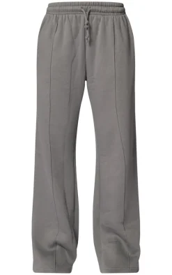 Charcoal Pintuck Drawstring Straight Leg Leg Sweatpants