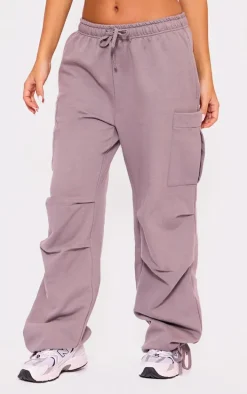 Charcoal Pocket Detail Pintuck Cargo Joggers