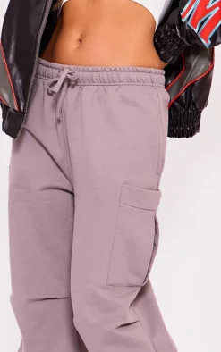 Charcoal Pocket Detail Pintuck Cargo Joggers