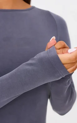 Charcoal Premium Contour Boat Neck Maxi Dress