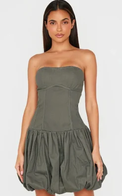 Charcoal Premium Twill Puffball Dress