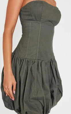 Charcoal Premium Twill Puffball Dress