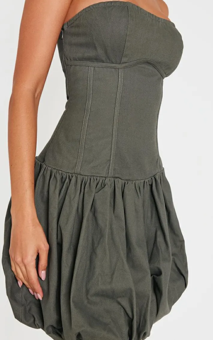 Charcoal Premium Twill Puffball Dress