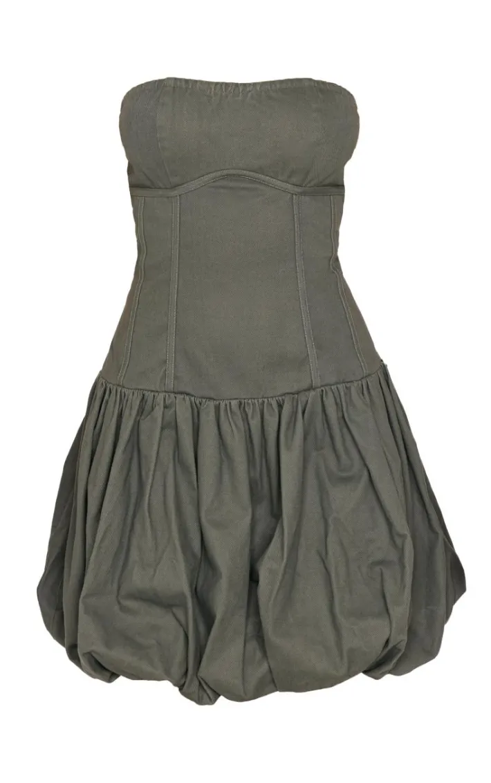 Charcoal Premium Twill Puffball Dress