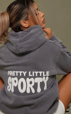 Charcoal Pretty Little Sporty Back Puff Print Hoodie
