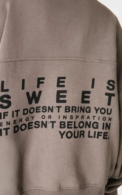 Charcoal Print High Neck Quarter Zip Sweatshirt