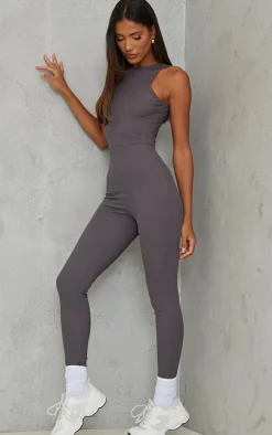 Charcoal Racer Rib Jumpsuit