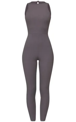 Charcoal Racer Rib Jumpsuit