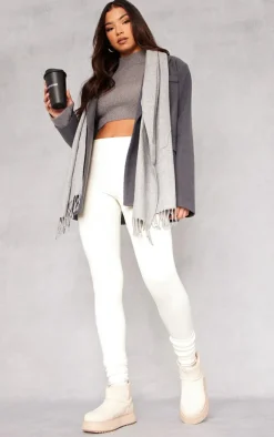 Charcoal Rib Knit Open Back Cropped Sweater