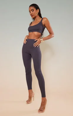 Charcoal Rib Thick Strappy Bralet