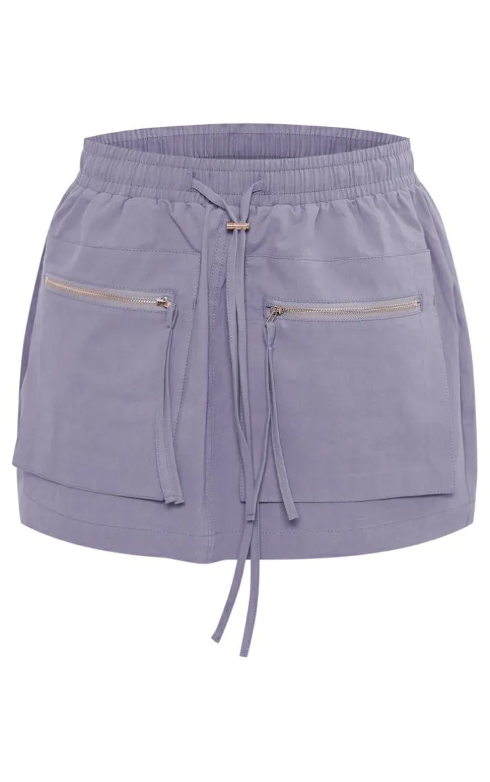 Charcoal Ripstop Pocket Front Cargo Mini Skirt