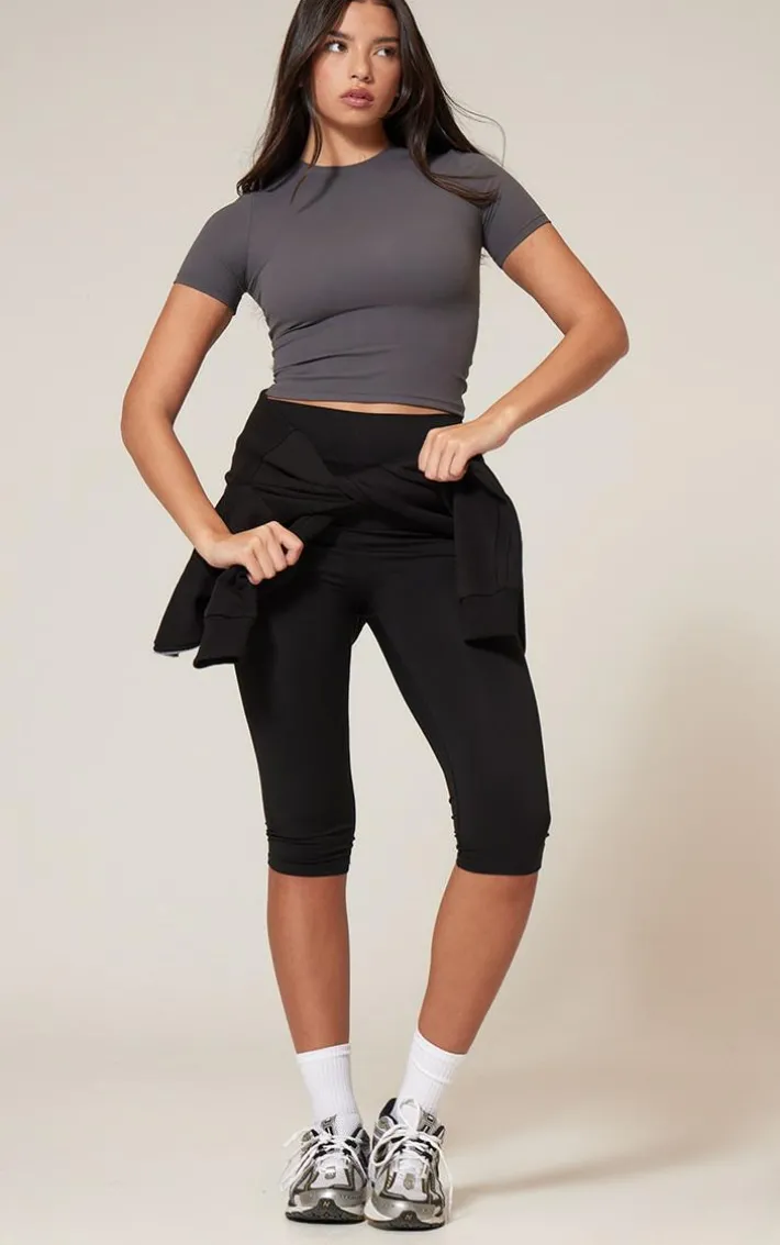 Charcoal Sculpt Longline Short Sleeve Gym Top
