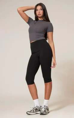 Charcoal Sculpt Longline Short Sleeve Gym Top