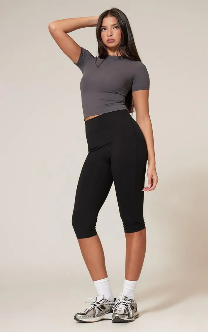 Charcoal Sculpt Longline Short Sleeve Gym Top