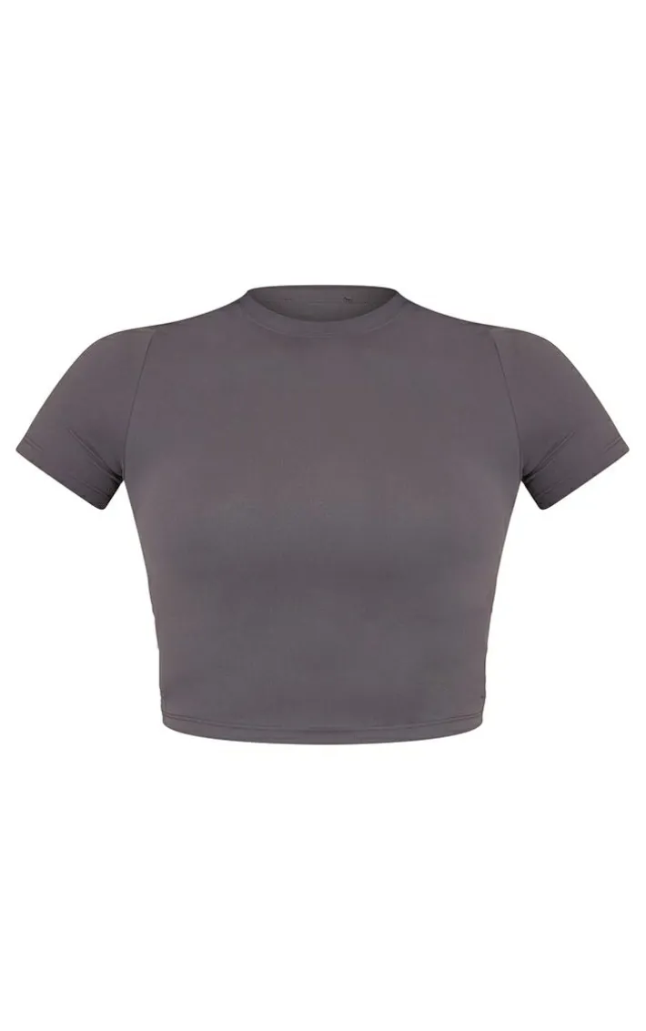 Charcoal Sculpt Longline Short Sleeve Gym Top