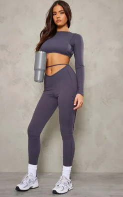 Charcoal Sculpt Seam Detail Gym Top