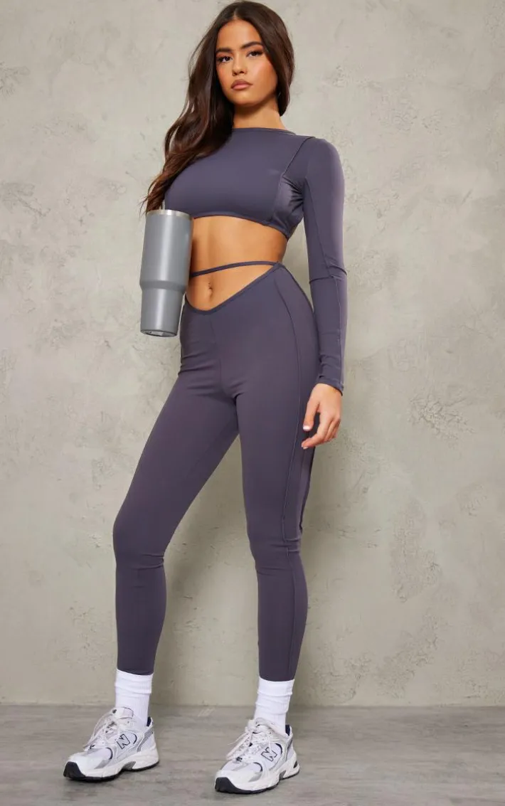 Charcoal Sculpt Seam Detail Gym Top