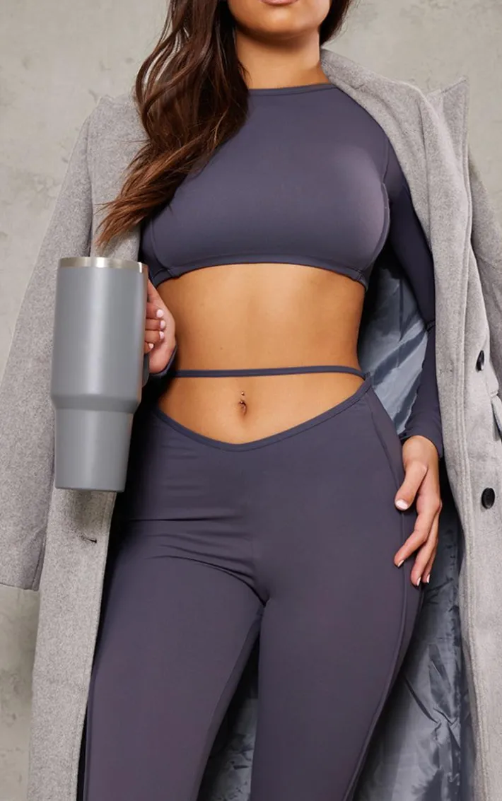 Charcoal Sculpt Seam Detail Gym Top