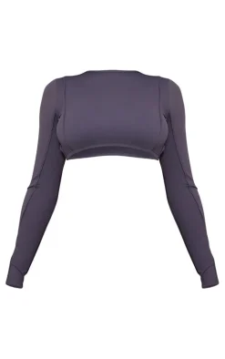 Charcoal Sculpt Seam Detail Gym Top