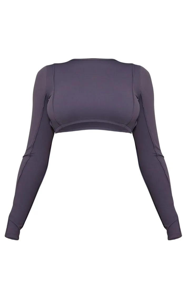Charcoal Sculpt Seam Detail Gym Top