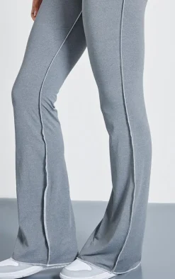 Charcoal Seam Detail Mid Rise Skinny Flared Pants