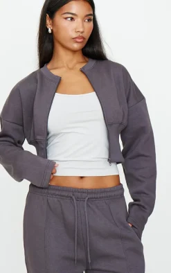 Charcoal Seam Detail Wide Leg Sweatpants