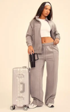 Charcoal Seam Detail Zip Through Track Top