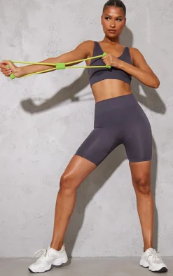 Charcoal Seamless Rib Gym Shorts