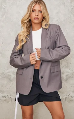 Charcoal Single Breasted Seam Detail Blazer