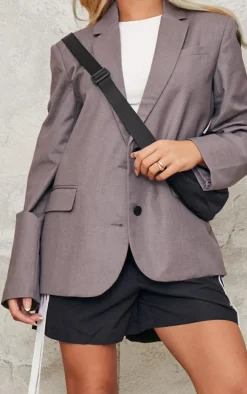 Charcoal Single Breasted Seam Detail Blazer