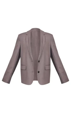 Charcoal Single Breasted Seam Detail Blazer