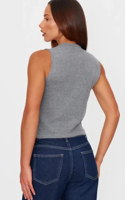 Charcoal Soft Knitted Button Through Vest