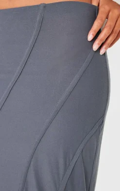 Charcoal Soft Touch Seam Detail Maxi Skirt