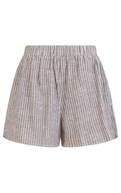 Charcoal Stripe Cotton Elasticated Floaty Shorts