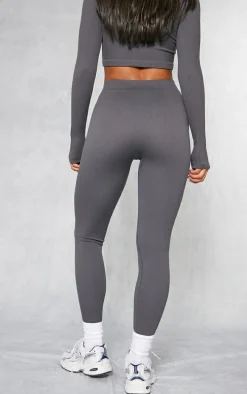 Charcoal Structured Snatched Ribbed Leggings