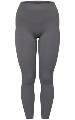 Charcoal Structured Snatched Ribbed Leggings