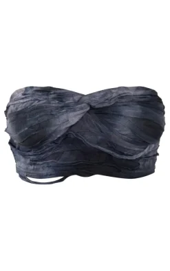 Charcoal Textured Twist Front Crop Top