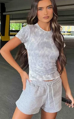 Charcoal Washed Rib Open Back T Shirt