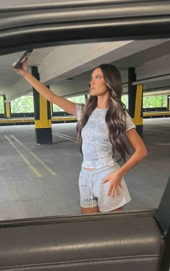 Charcoal Washed Rib Open Back T Shirt