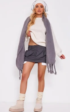 Charcoal Woven Extreme Micro Mini Skirt