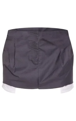 Charcoal Woven Extreme Micro Mini Skirt