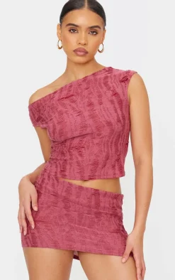 Cherry Red Distressed Asymmetric Top