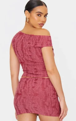 Cherry Red Distressed Asymmetric Top