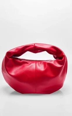 Cherry Red Pu Round Mini Grab Bag