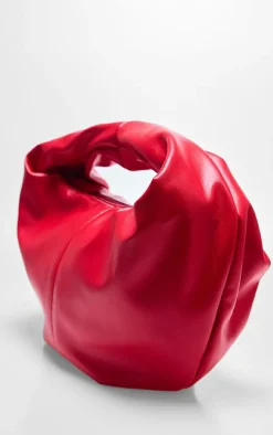 Cherry Red Pu Round Mini Grab Bag