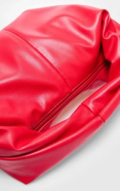 Cherry Red Pu Round Mini Grab Bag