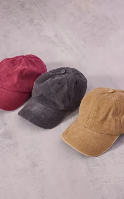 Cherry Red Washed Denim Cap